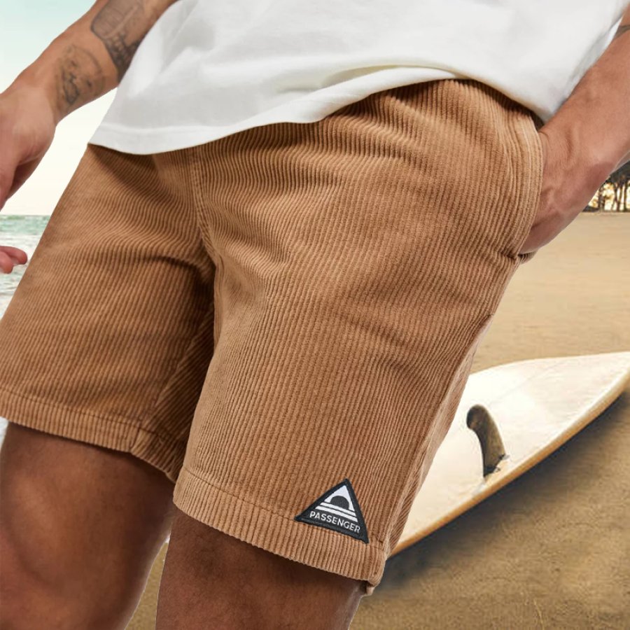 

Herren-Surfshorts Vintage-Cord-Shorts Strand Sommer Alltag Einfache 5-Zoll-Strandshorts