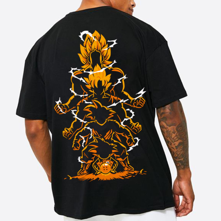 

Kurzarm-T-Shirt Aus Baumwolle Mit Anime-Goku-Print