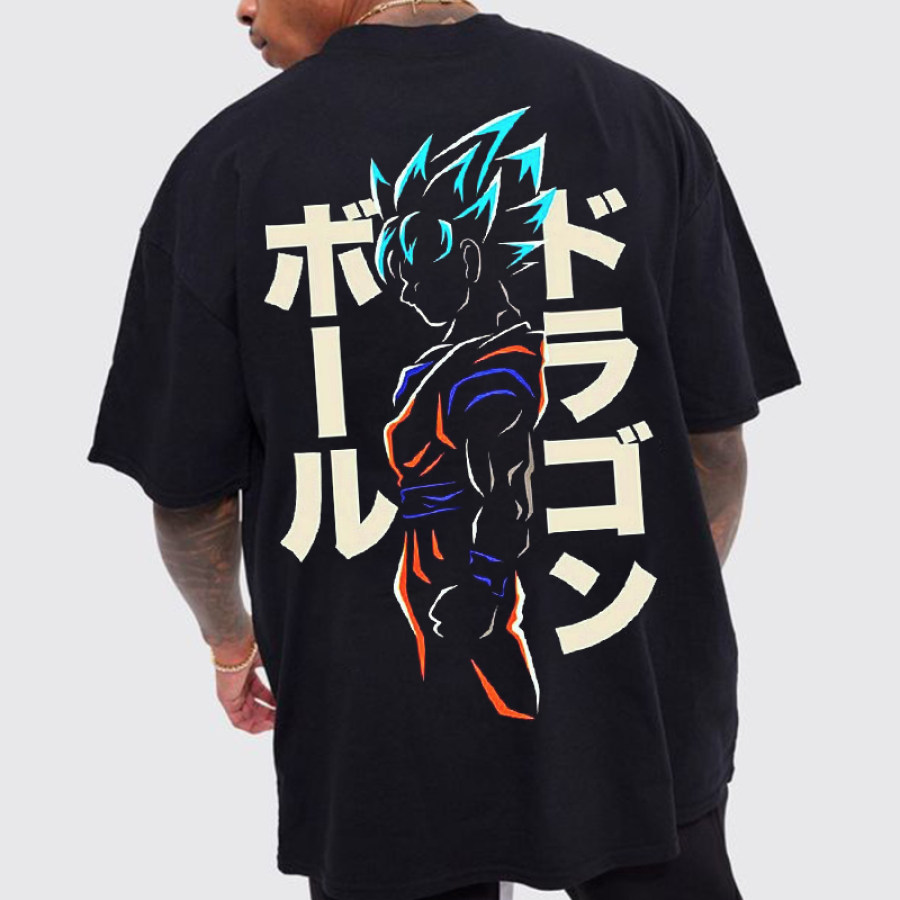 

Oversize Anime Goku Print Short-sleeved Cotton T-shirt