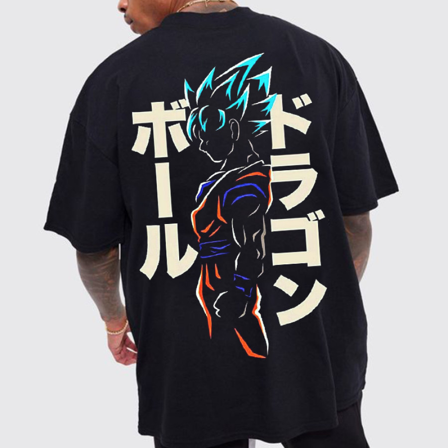 

T-shirt Surdimensionné En Coton à Manches Courtes Imprimé Anime Goku
