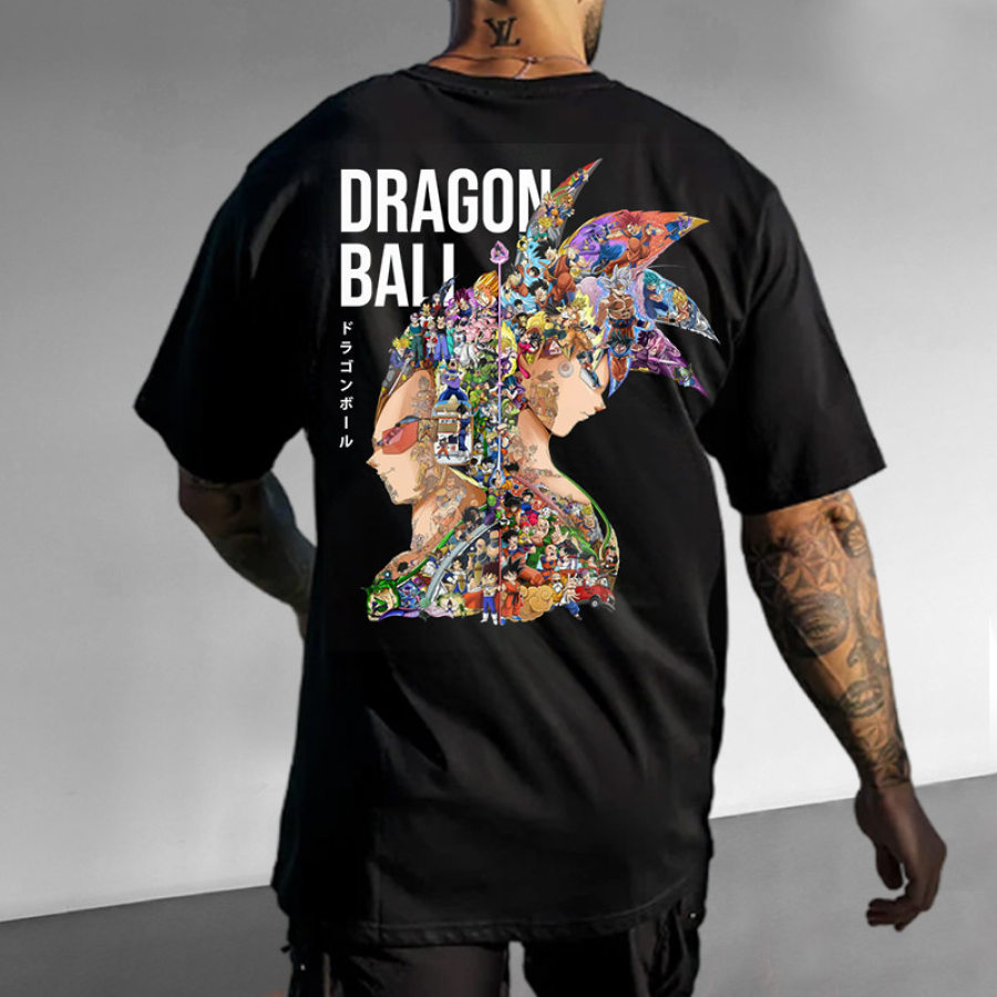 

Herren T-Shirt Dragon Ball Anime Print Tägliches Rundhals-Kurzarm-T-Shirt