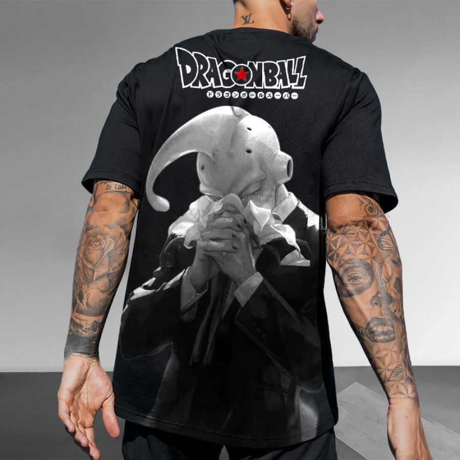 

T-shirt Pour Hommes Dragon Ball Majin Anime Print Daily Crew Neck Short Sleeve Tee