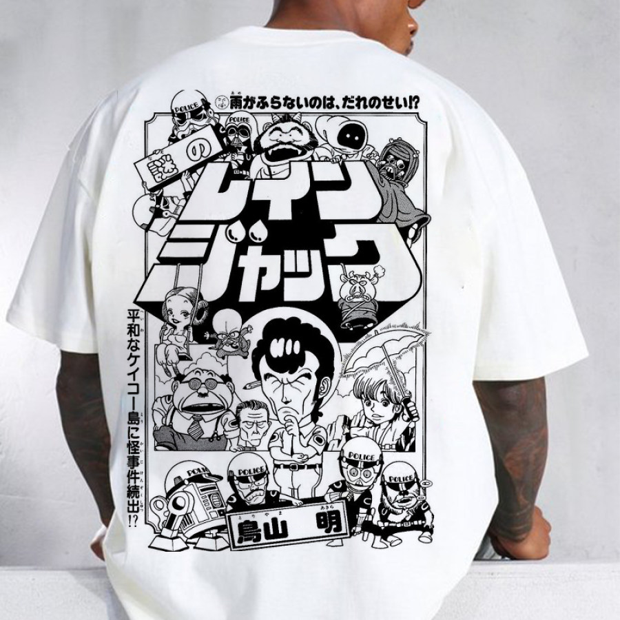 

Übergroßes Kurzärmeliges Baumwoll-T-Shirt Mit Anime-Goku-Print