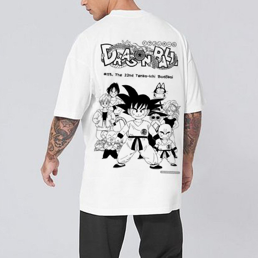 

T-shirt Surdimensionné En Coton à Manches Courtes Imprimé Anime Goku