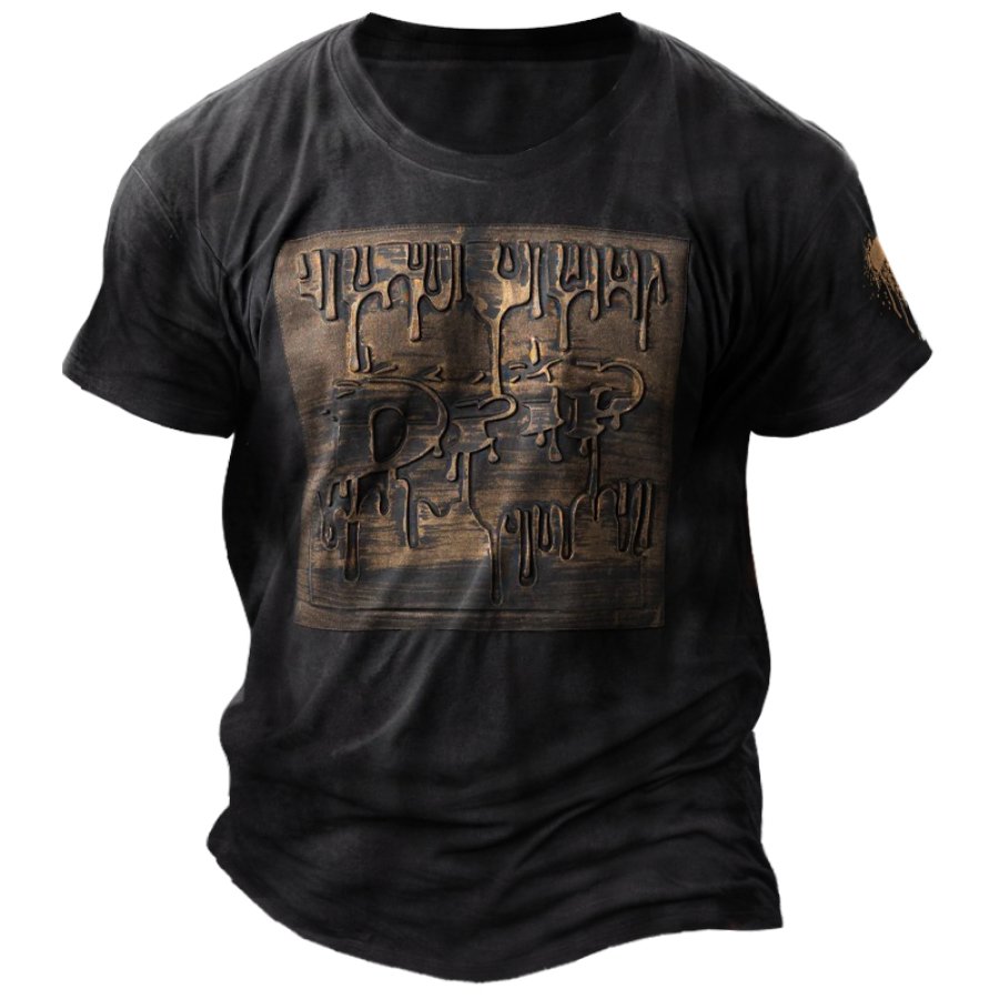 

Herren-T-Shirt Mit Drip Brushed Metallic Emboss Print