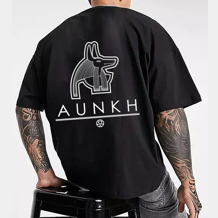 

T-shirt à Manches Courtes AunkhCultural Imprimé Surdimensionné Pour Hommes