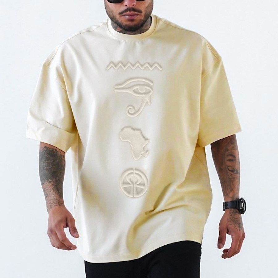 

Мужская футболка с короткими рукавами и 3D-тисненым принтом AunkhCultural