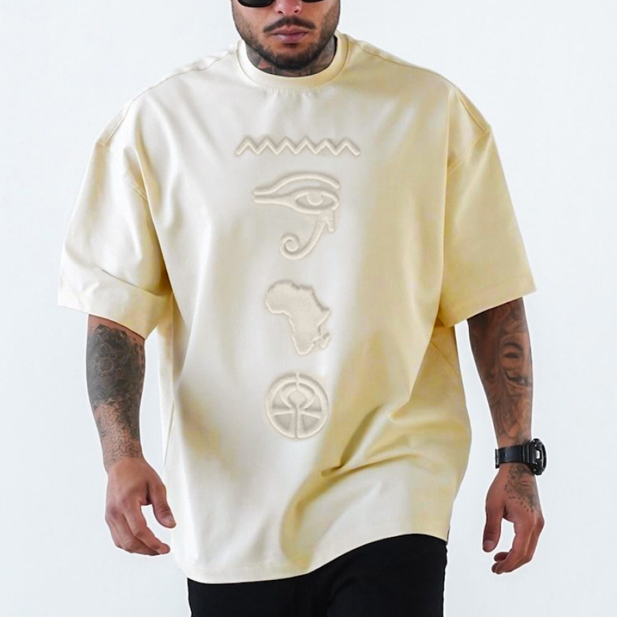 

Men's 3D Embossed Prin AunkhCultural Short Sleeved T-shirt