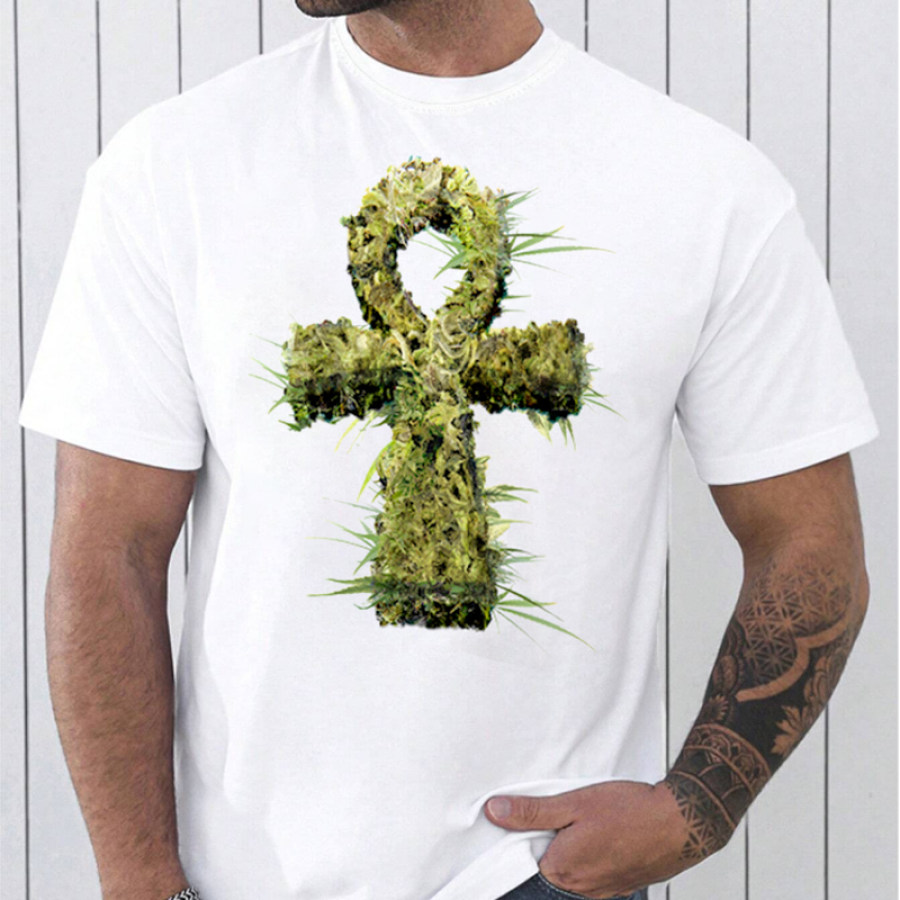 

AunkhCultural Ganja Ankh Kurzarm-T-Shirt Für Herren