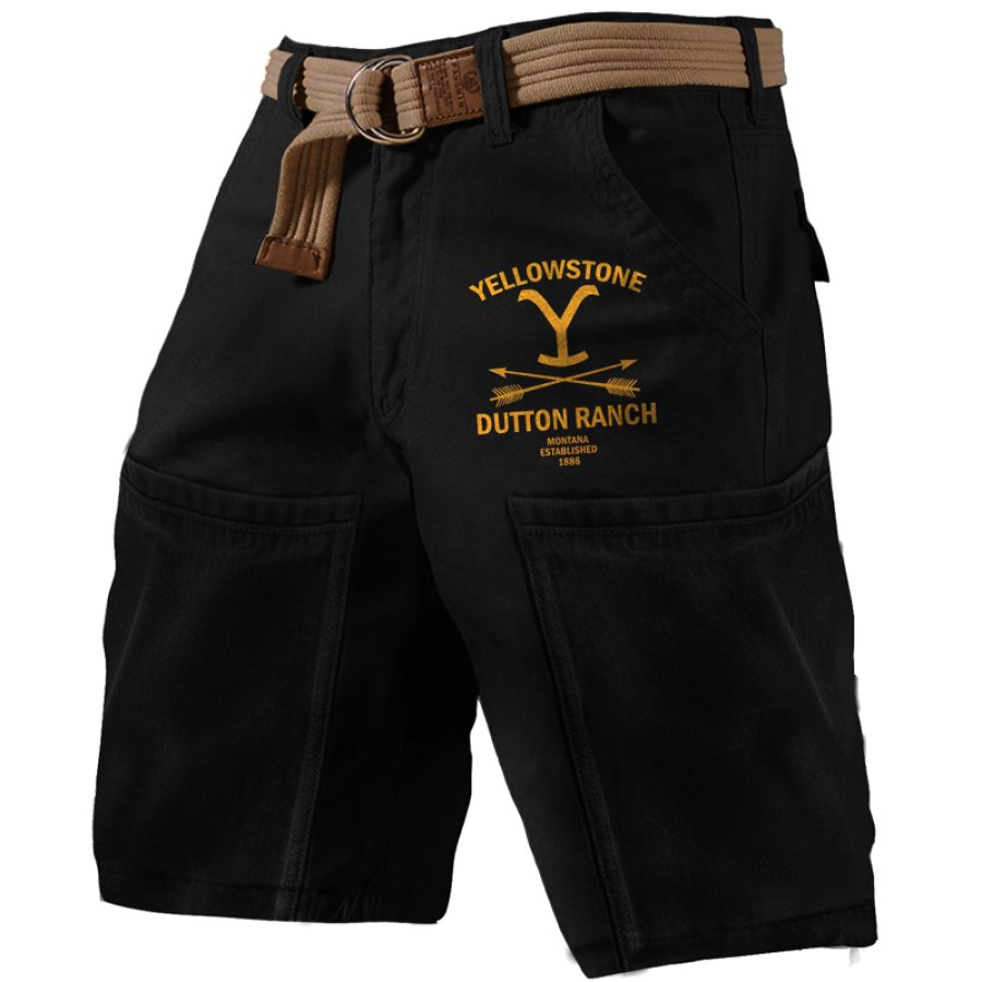 

Herren-Cargoshorts Mit Großem Taschen-Yellowstone-Print