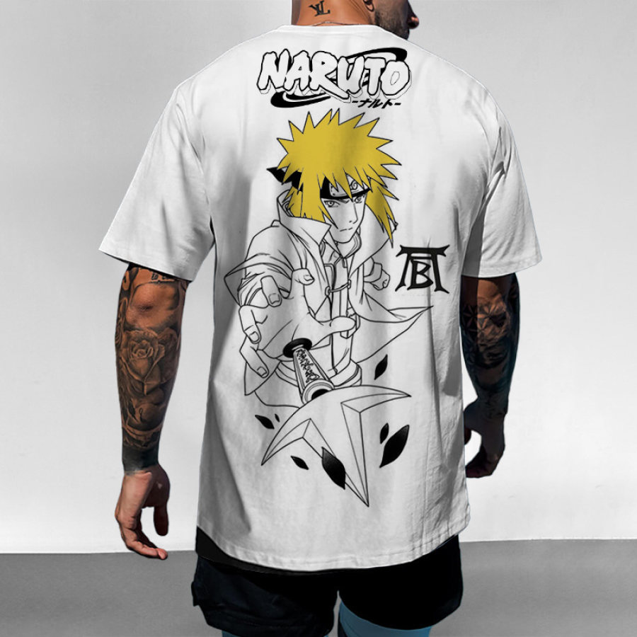 

Herren T-Shirt Naruto Namikaze Minato Anime Print Tägliches Rundhals-Kurzarm-T-Shirt