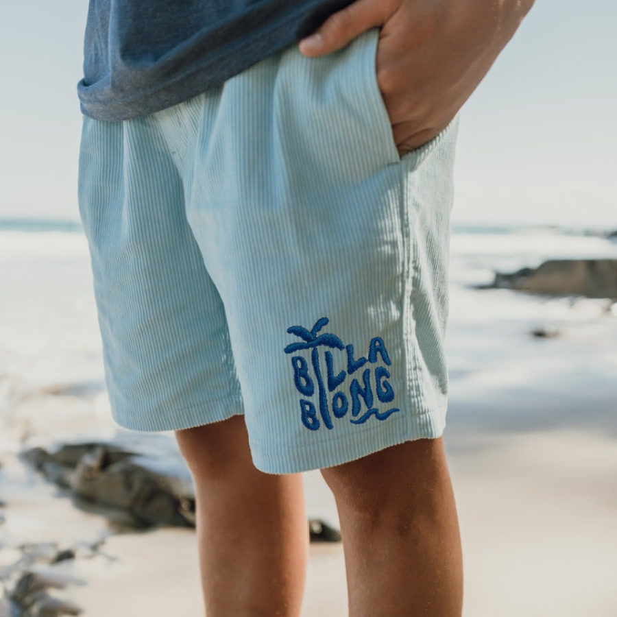 

Pantalones Cortos De Surf Para Hombre Billabong Bordado Pana Vintage Playa Diario Casual Cordón Walkshort