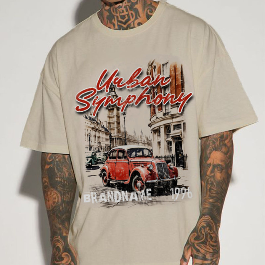 

Men's Oversize Urban Symphony Retro Vintage Print T-shirt