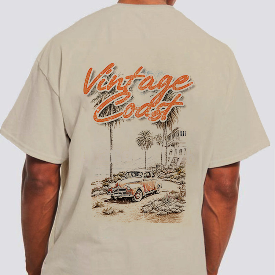 

Herren-T-Shirt Mit übergroßem Retro-Vintage-Print