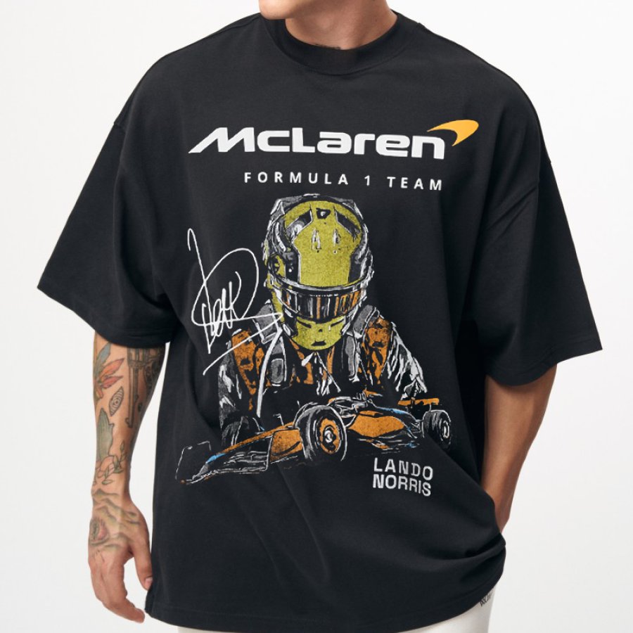 

Camiseta Extragrande Con Estampado Del Equipo McLaren De Fórmula 1 Para Hombre