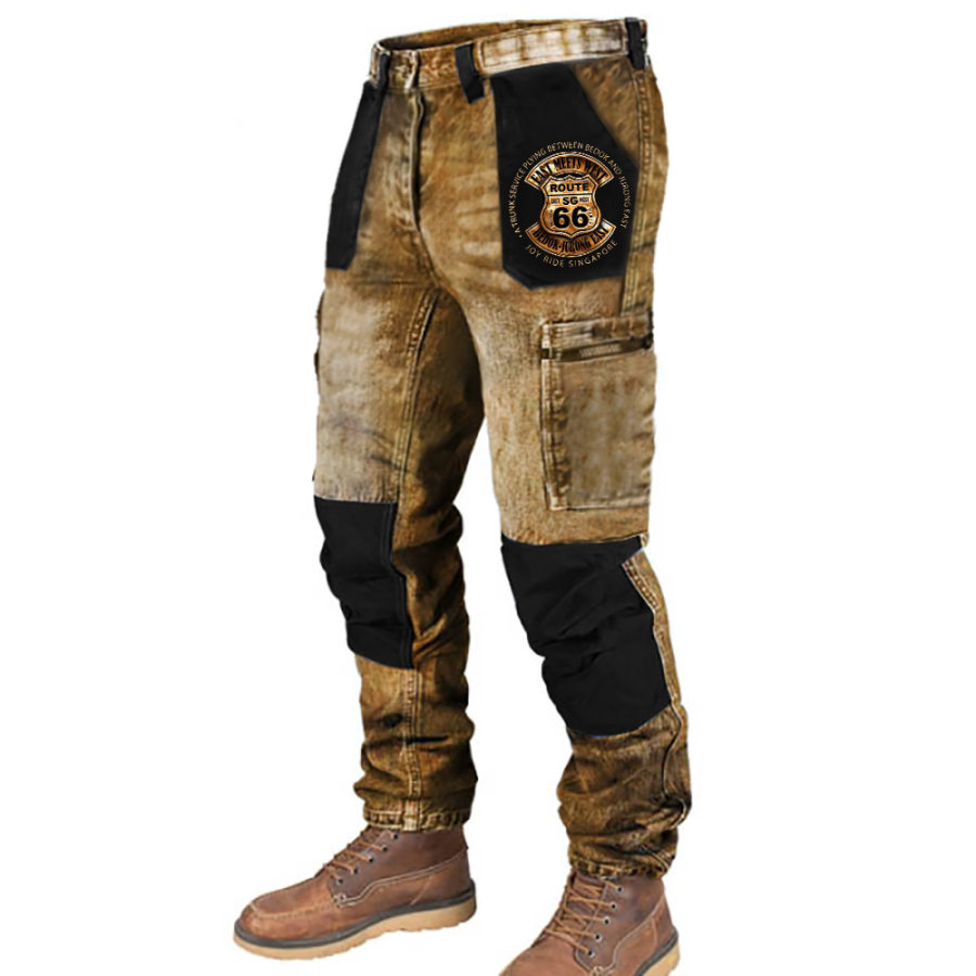 

Pantalon Rétro Route 66 Road Trip Pour Homme Multi-poches Décontracté Pour L'extérieur