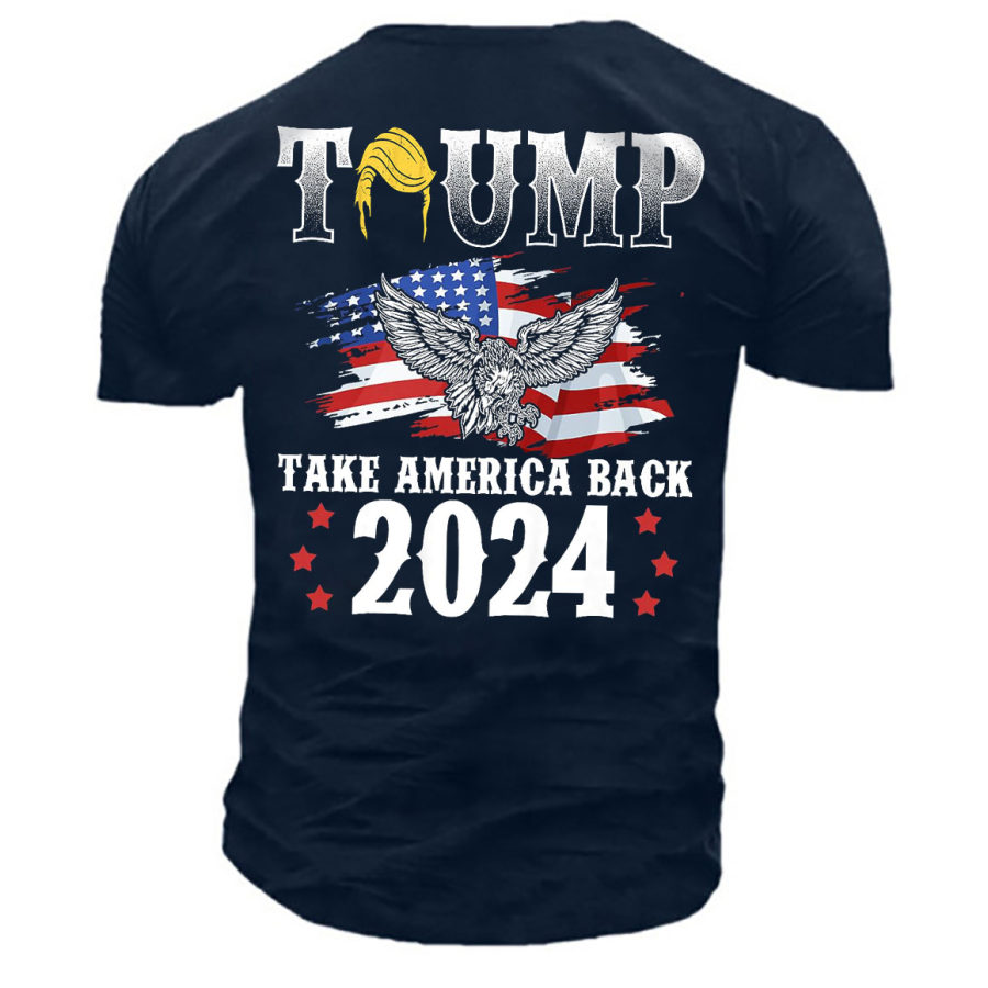 

Men's Take America Back American Flag Print Daily Short Sleeve Crew Neck T-Shirt