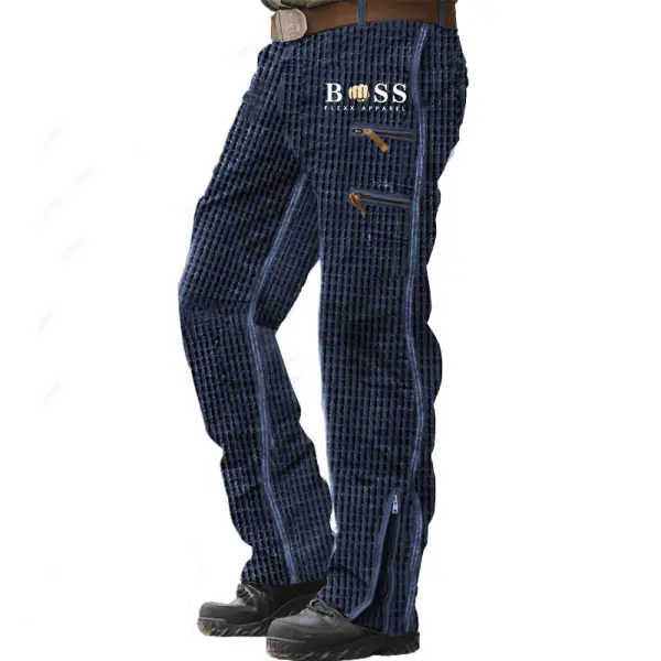Men's Outdoor Boss Multi-Zip Pocket Waffle Knit Tactical Casual Pants - Ootdyouth.com 