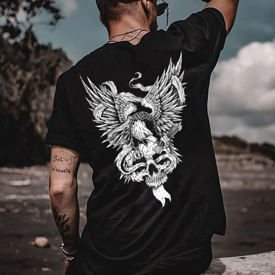 

T-shirt Unisexe Imprimé Aigle Pour Moto D'extérieur