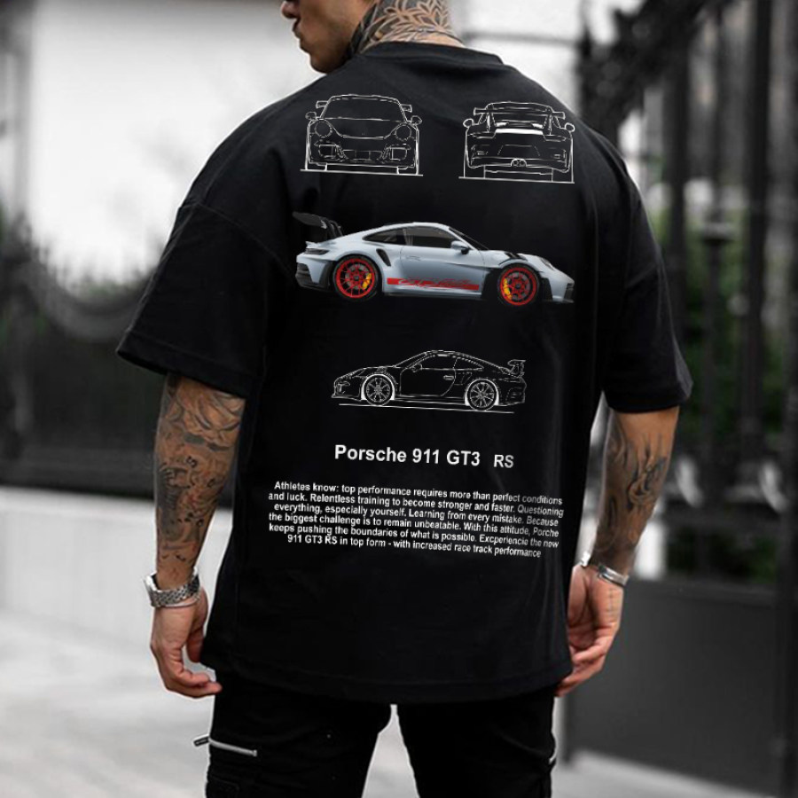 

T-shirt De Sport Décontracté En Coton Imprimé Porsche Racing Pour Hommes