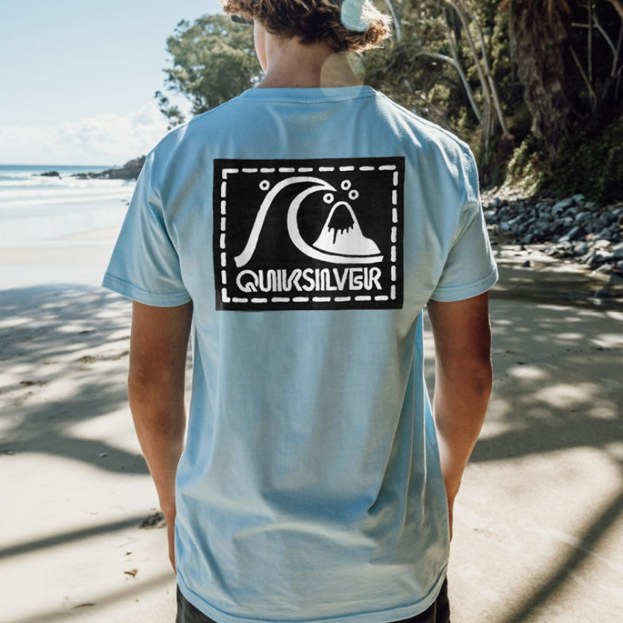 

T-shirt à Manches Courtes Quiksilver Surf Beach Vintage Des Années 90 Pour Hommes