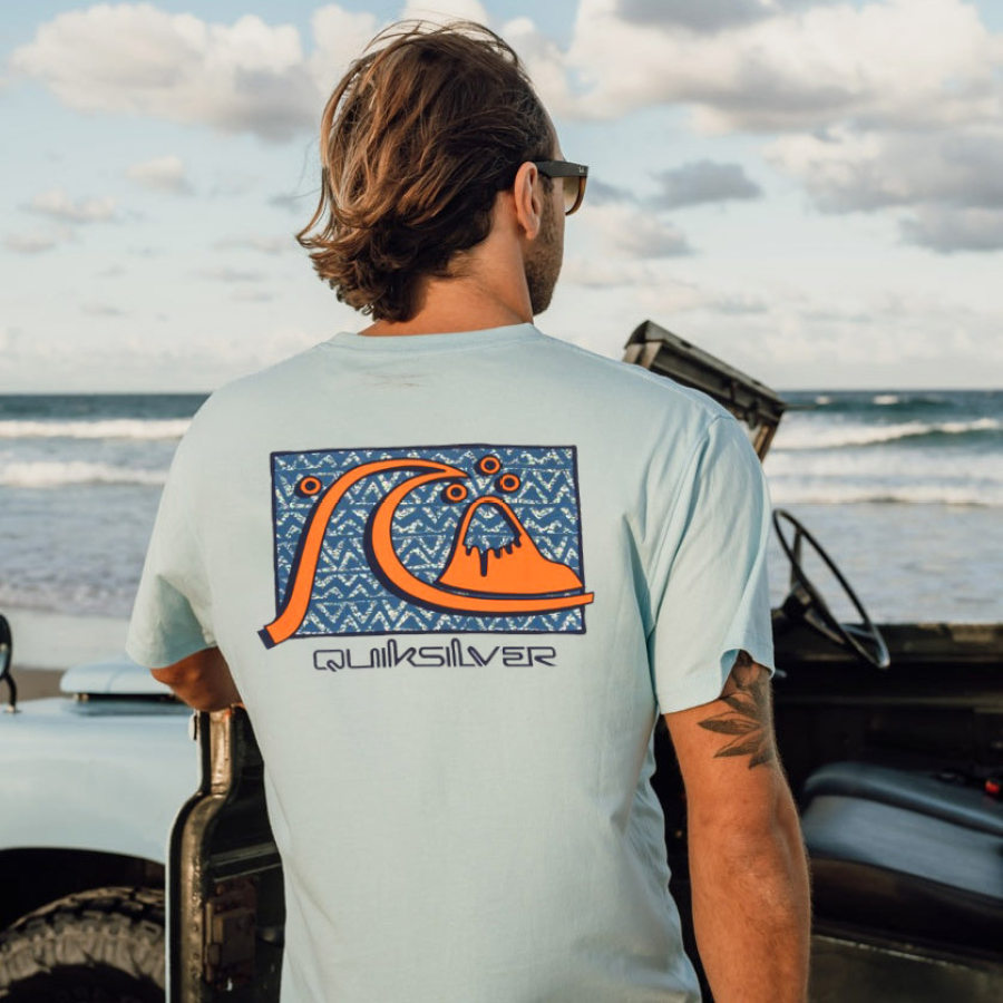 

T-shirt à Manches Courtes Quiksilver Surf Beach Vintage Des Années 90 Pour Hommes