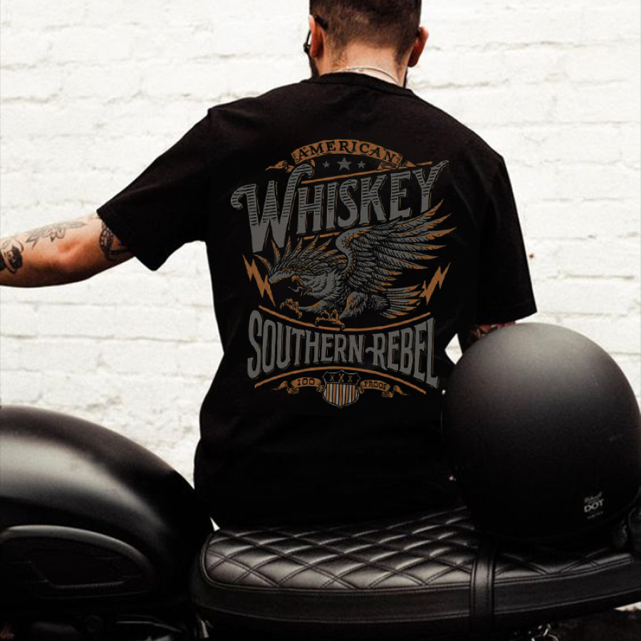 

T-shirt Unisexe à Imprimé Aigle Vintage Pour Moto D'extérieur