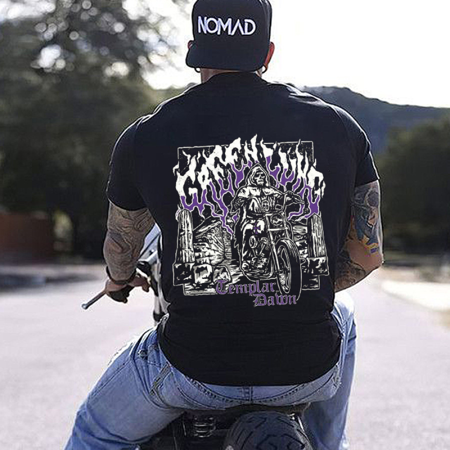 

Unisex Outdoor-T-Shirt Mit Motorrad-Fanatiker-Schädel-Aufdruck