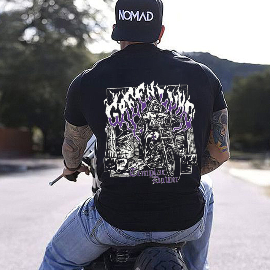 

Camiseta Unisex Con Estampado De Calavera Fanática De La Motocicleta Al Aire Libre