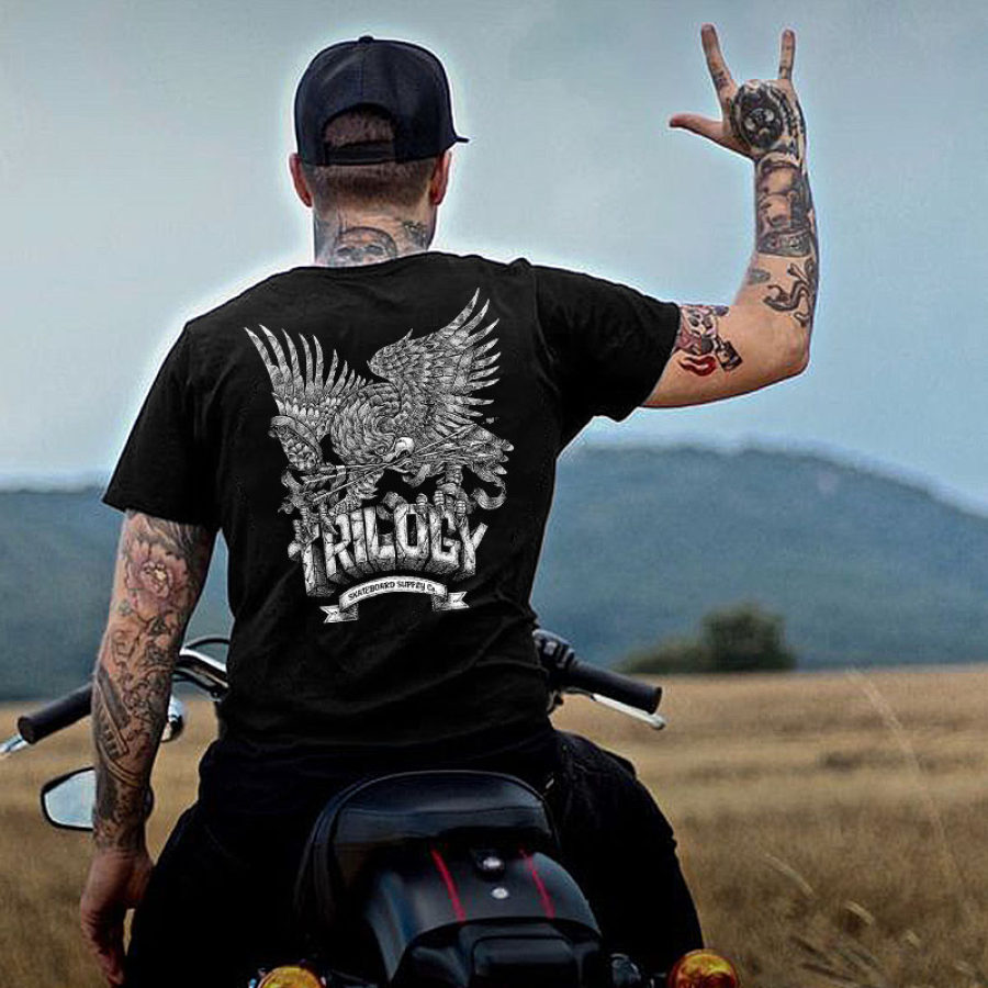 

T-shirt Unisexe Imprimé Aigle Pour Moto D'extérieur