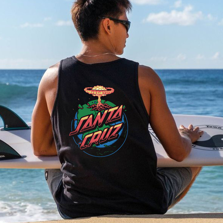 

Camiseta Sin Mangas Con Estampado De Vacaciones En La Playa Y Surf Para Hombre