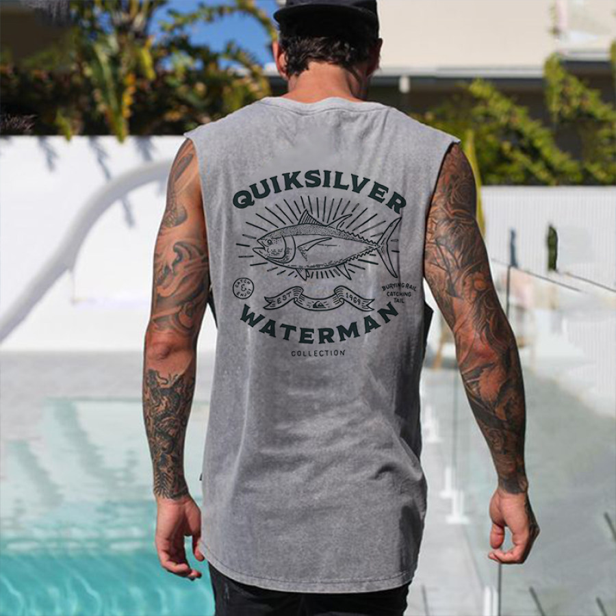 

Camiseta Sin Mangas Con Estampado Vintage De Vacaciones En La Playa Y Surf Para Hombre