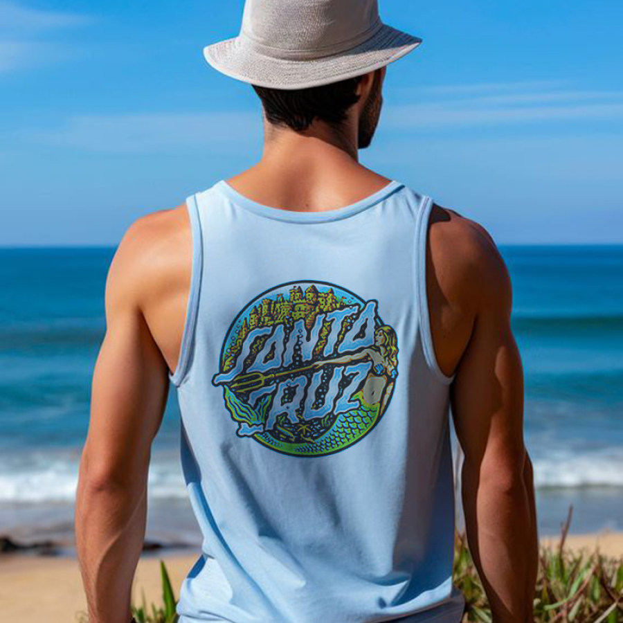 

Camiseta Sin Mangas Con Estampado De Vacaciones En La Playa Y Surf Para Hombre