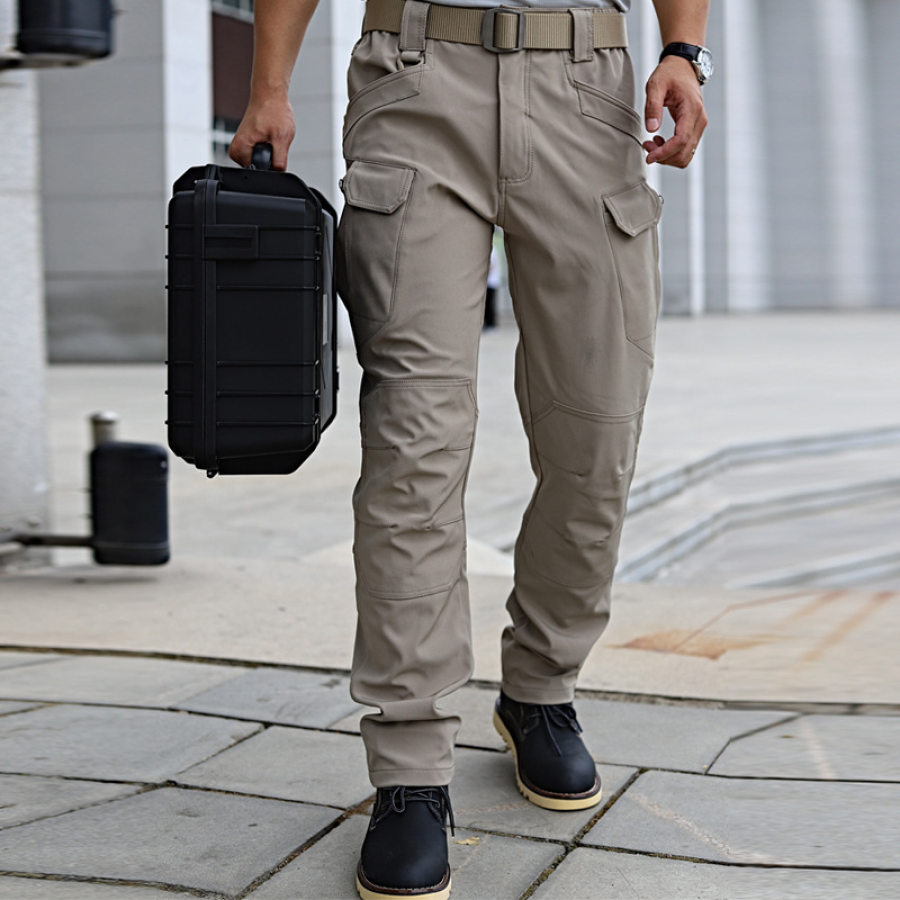 

Men's Soft Cargo Tactical Waterproof Hiking Elastic Fabric Multi Pocket Pants