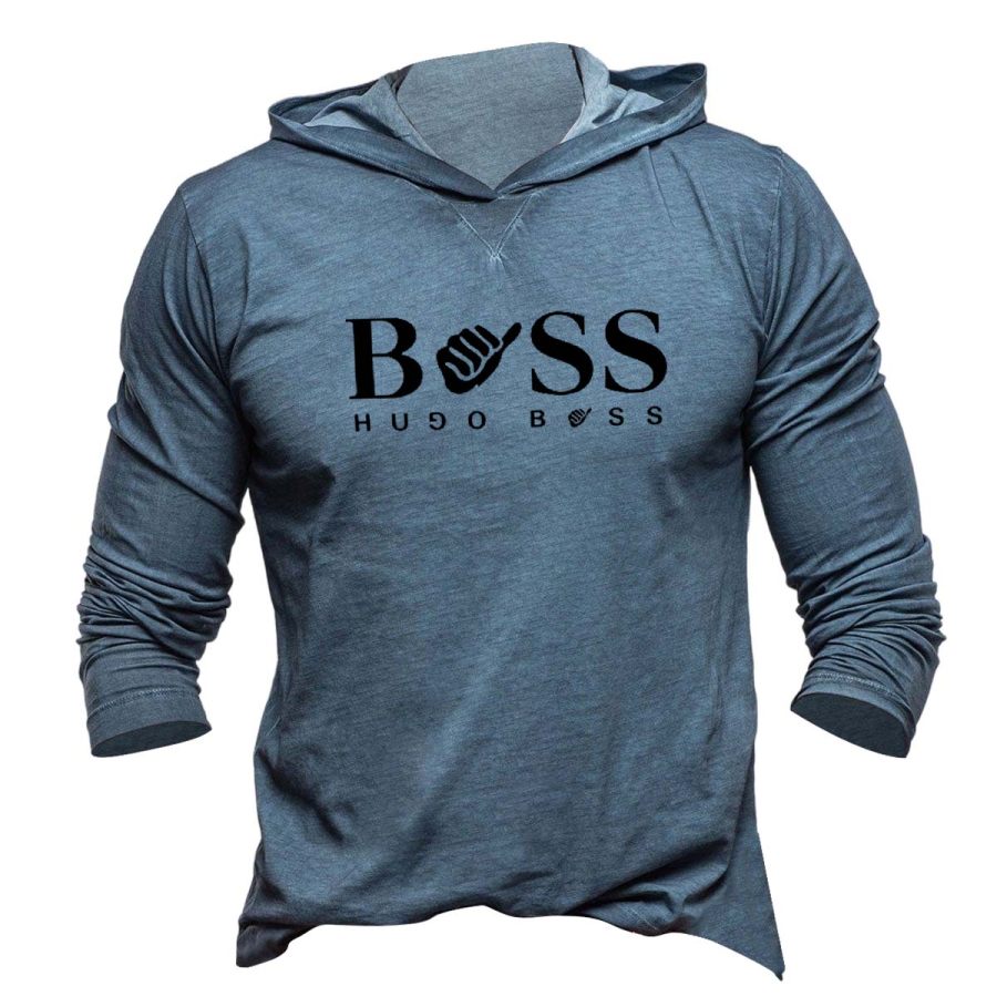 

Camiseta Para Hombre Boss Manga Larga Con Capucha Vintage Tops Diarios Al Aire Libre