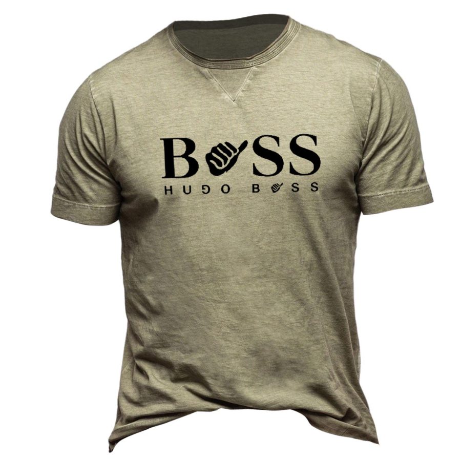 

Herren T-Shirt Boss Vintage Rundhals Kurzarm Sommer Alltag Tops