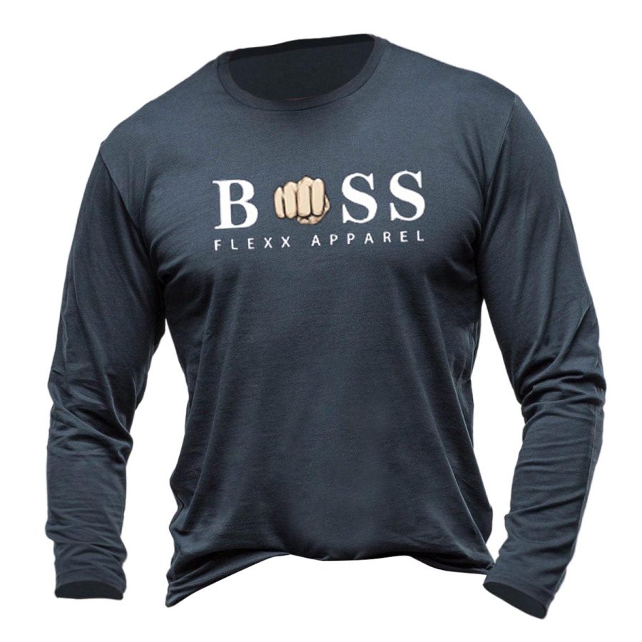 

T-Shirt Homme Boss Imprimé Manches Longues Vintage Extérieur Quotidien Hauts