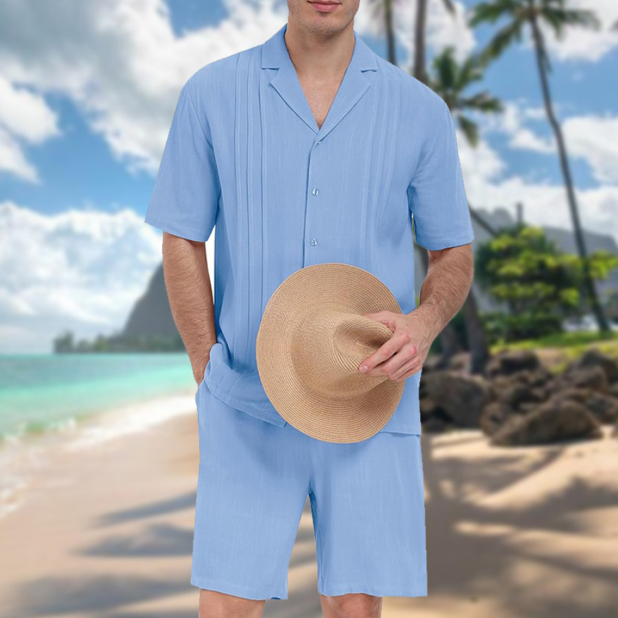 

Ensembles De Lin à Bandes De Bord Pour Hommes Loisirs De Plein Air Plage Vacances édition