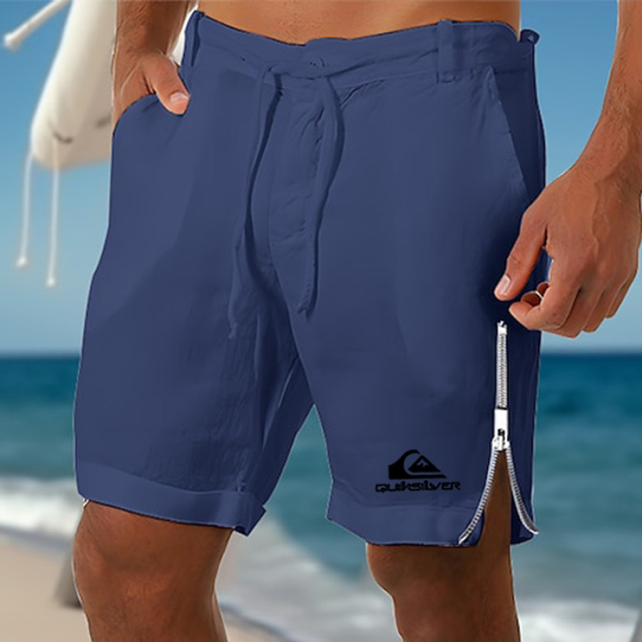 

Pantalon Décontracté Pour Hommes Imprimé Vacances à La Plage Surf Ourlet Cravate Short En Lin