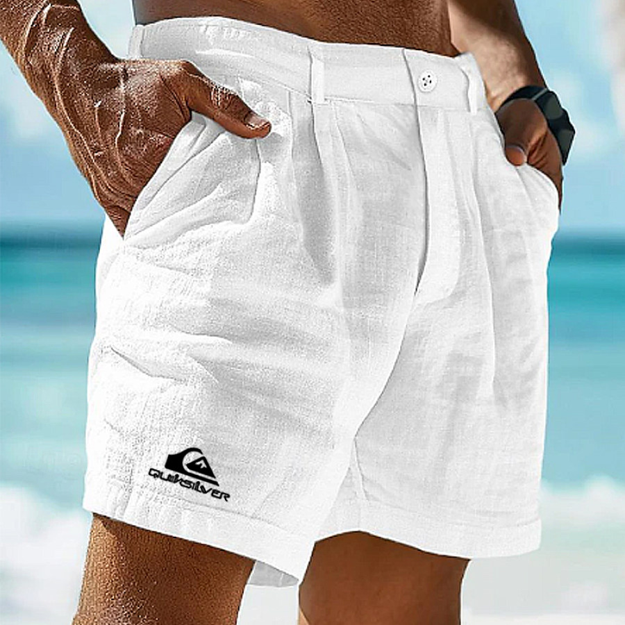 

Lässige Leinen-Shorts Für Herren Mit Strandurlaub-Print Und Surf-Motiv