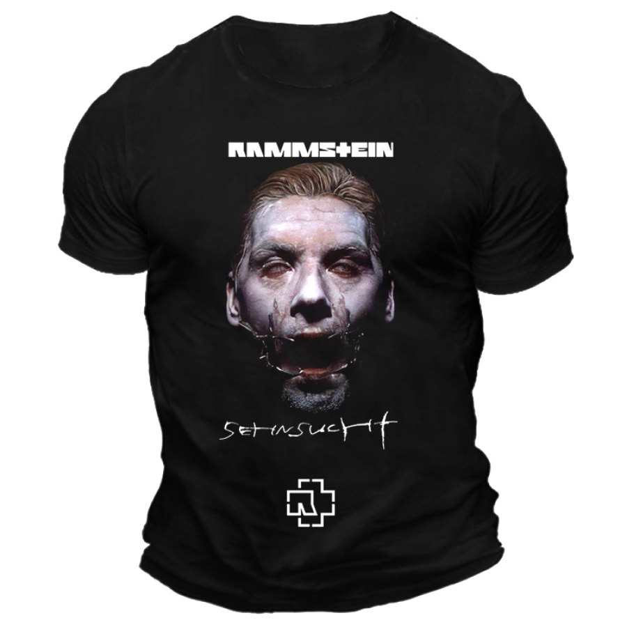 

Мужская винтажная повседневная футболка с короткими рукавами и принтом рок-группы Rammstein с круглым вырезом