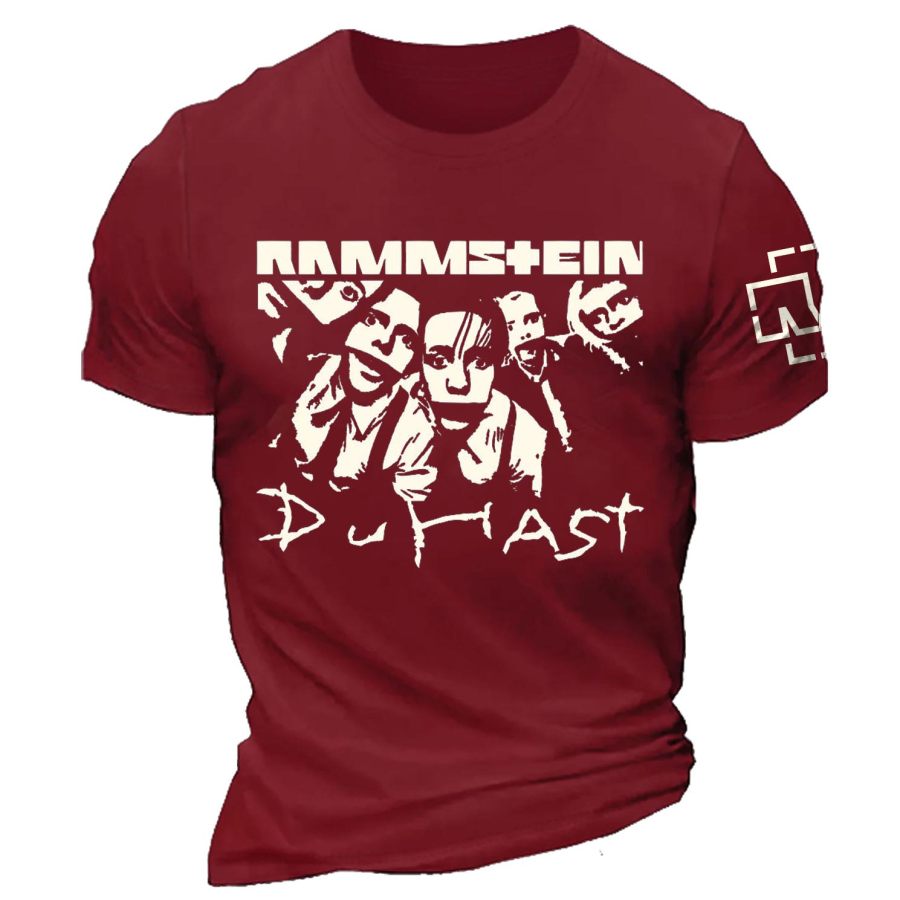 

Herren Vintage Rammstein Rock Band Print Daily Kurzarm-T-Shirt Mit Rundhalsausschnitt