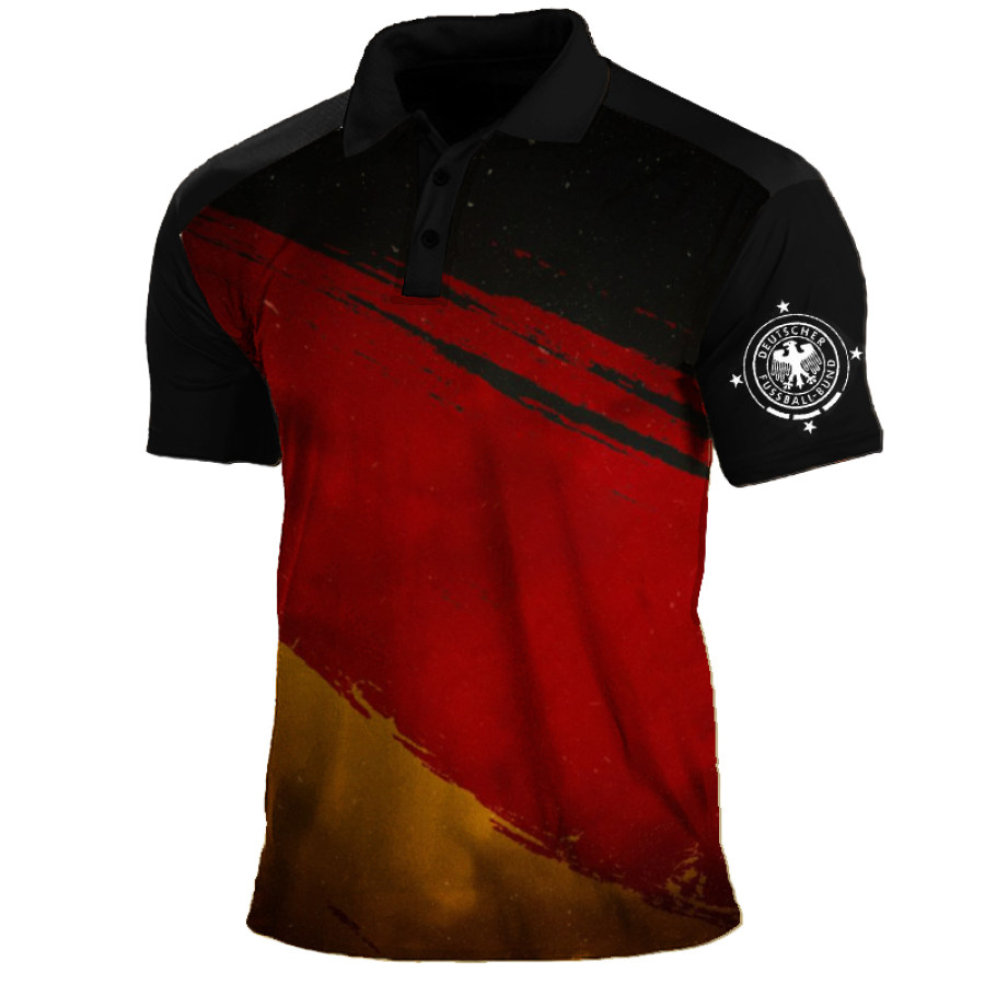 

Men's German Eagle Print Polo T-shirt