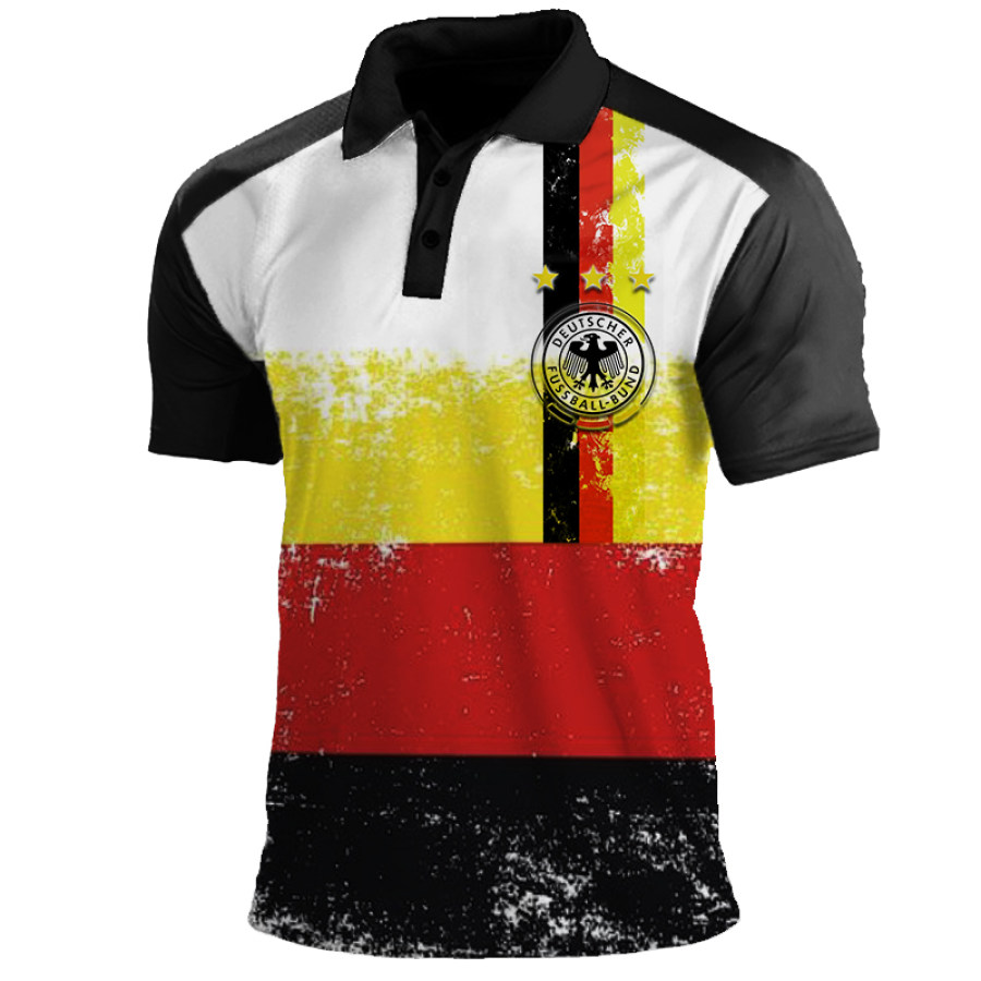 

Men's Deutscher Fussball-bund German Flag Vintage Print Polo T-shirt