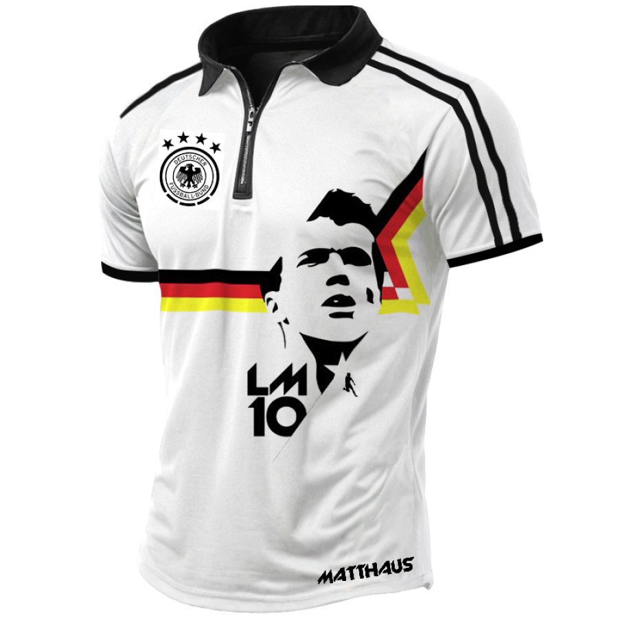 

Men's Deutscher Fussball-bund German European Championship 1/4 Zipper Print Polo T-shirt