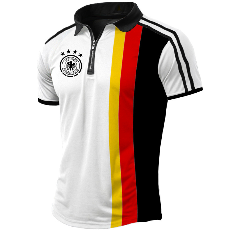 

T-shirt Polo Imprimé Avec Fermeture éclair 1/4 Du Championnat D'Europe Allemand Deutscher Fussball-bund Pour Hommes