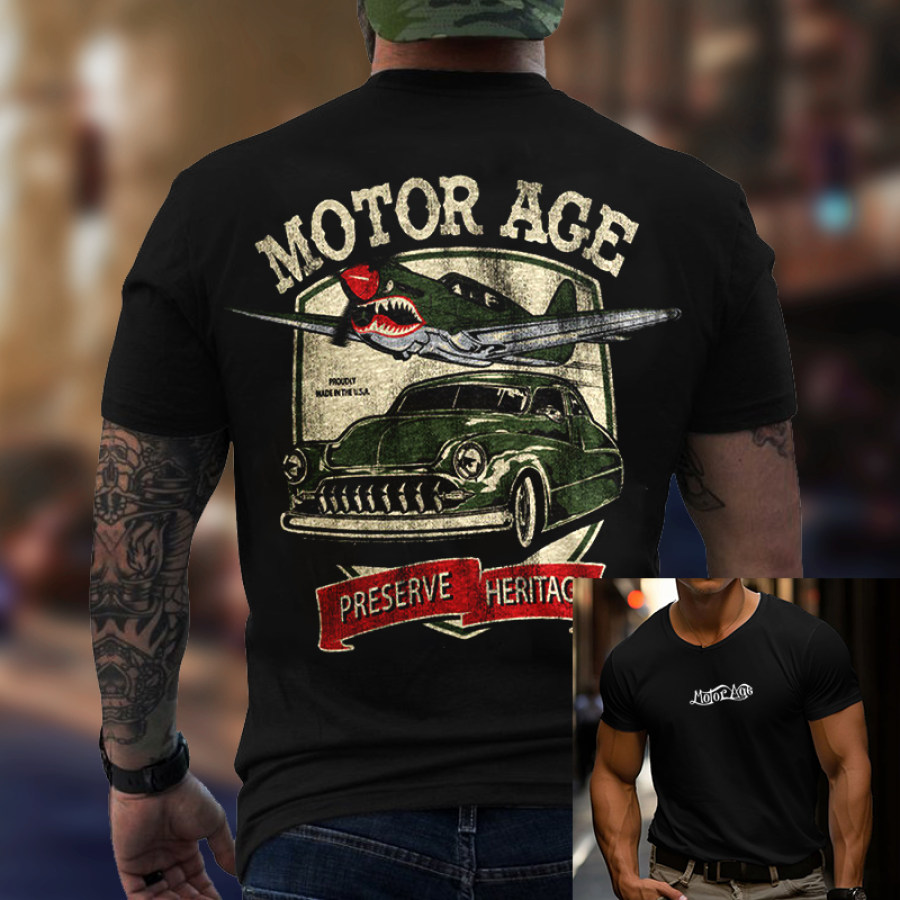 

Herren-T-Shirt Mit Motor Age-Vintage-Print