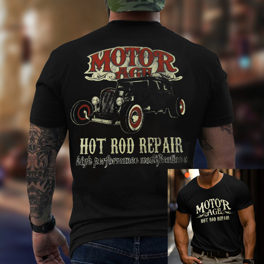 

Мужская футболка Motor Age Hot Rod Repair с винтажным принтом