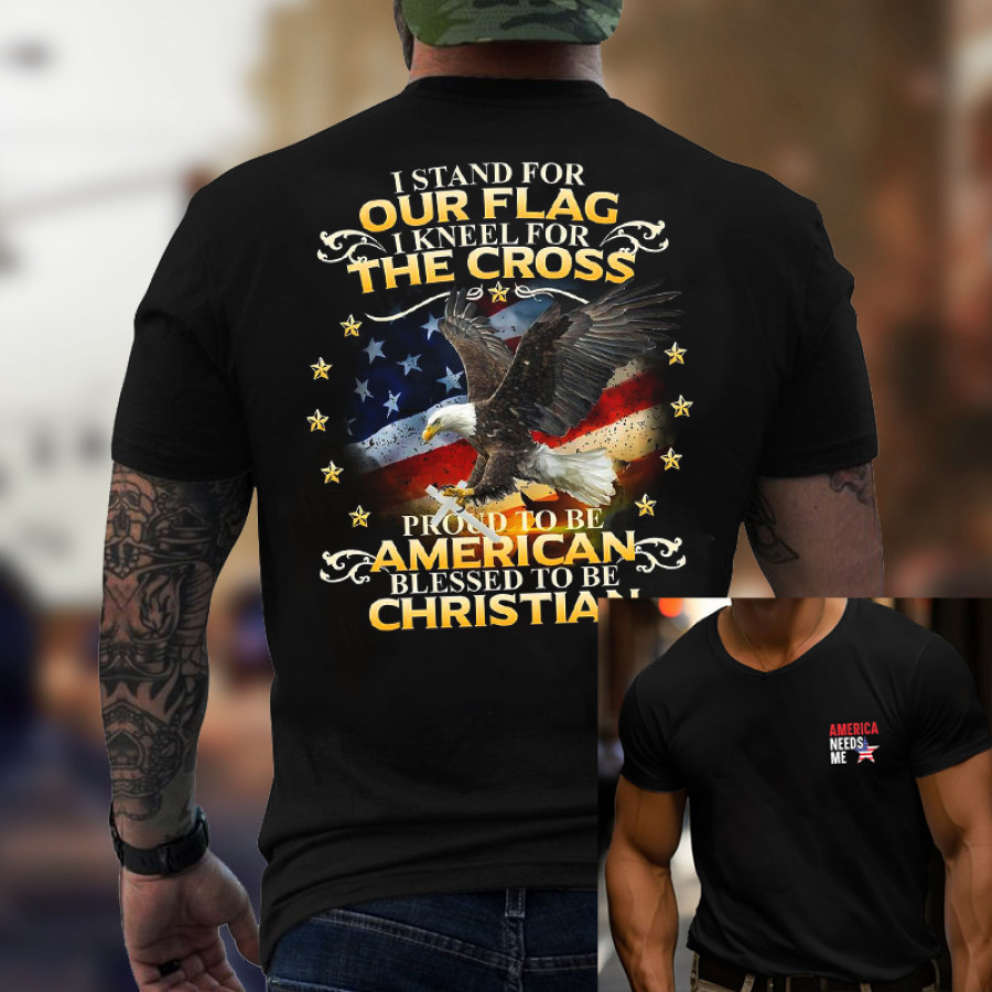 

Unisex-Kurzarm-T-Shirt Mit American Eagle Flag Und Patriot-Aufdruck