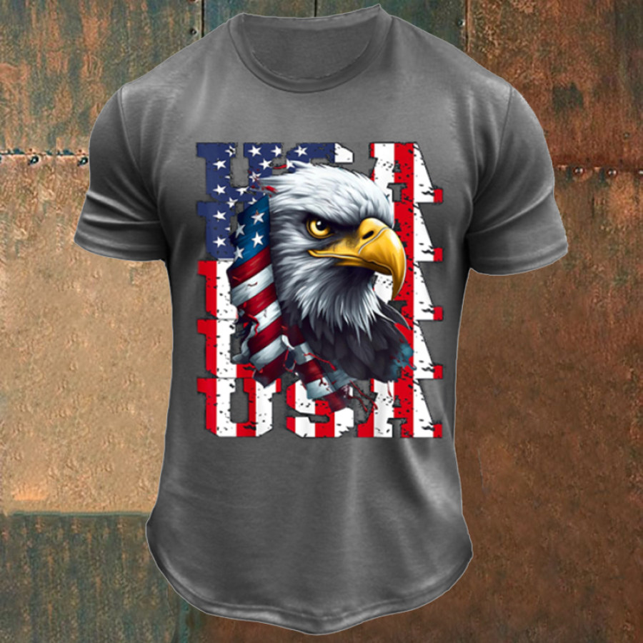 

Herren-Outdoor-T-Shirt Mit Amerikanischer Flagge Und Eagle-Grafik